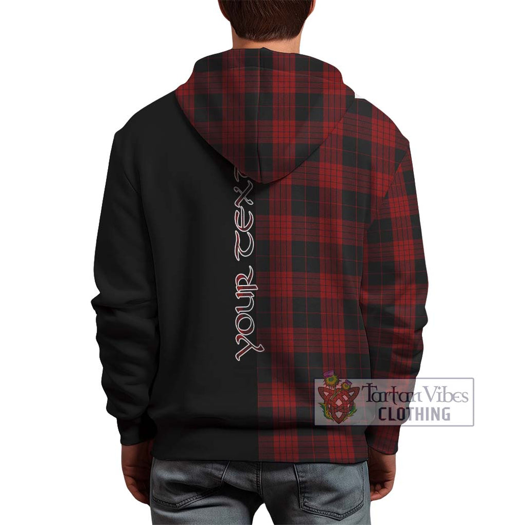 Cameron Black and Red Tartan Hoodie with Family Crest and Half Of Me Style - Tartanvibesclothing Shop