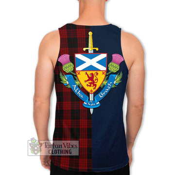 Cameron Black and Red Tartan Men's Tank Top Alba with Scottish Lion Royal Arm Half Style