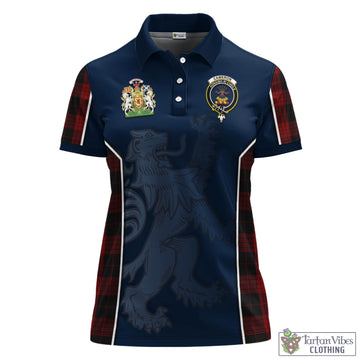 Cameron Black and Red Tartan Women's Polo Shirt with Family Crest and Lion Rampant Vibes Sport Style