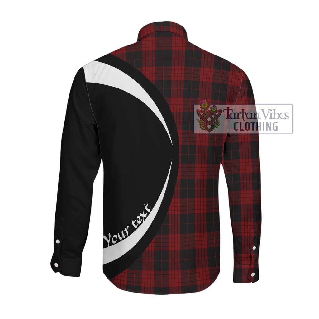 Cameron Black and Red Tartan Long Sleeve Button Up with Family Crest Circle Style Men's Shirt - Tartan Vibes Clothing