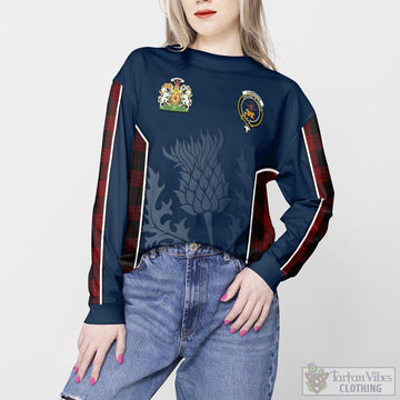 Cameron Black and Red Tartan Sweatshirt with Family Crest and Scottish Thistle Vibes Sport Style