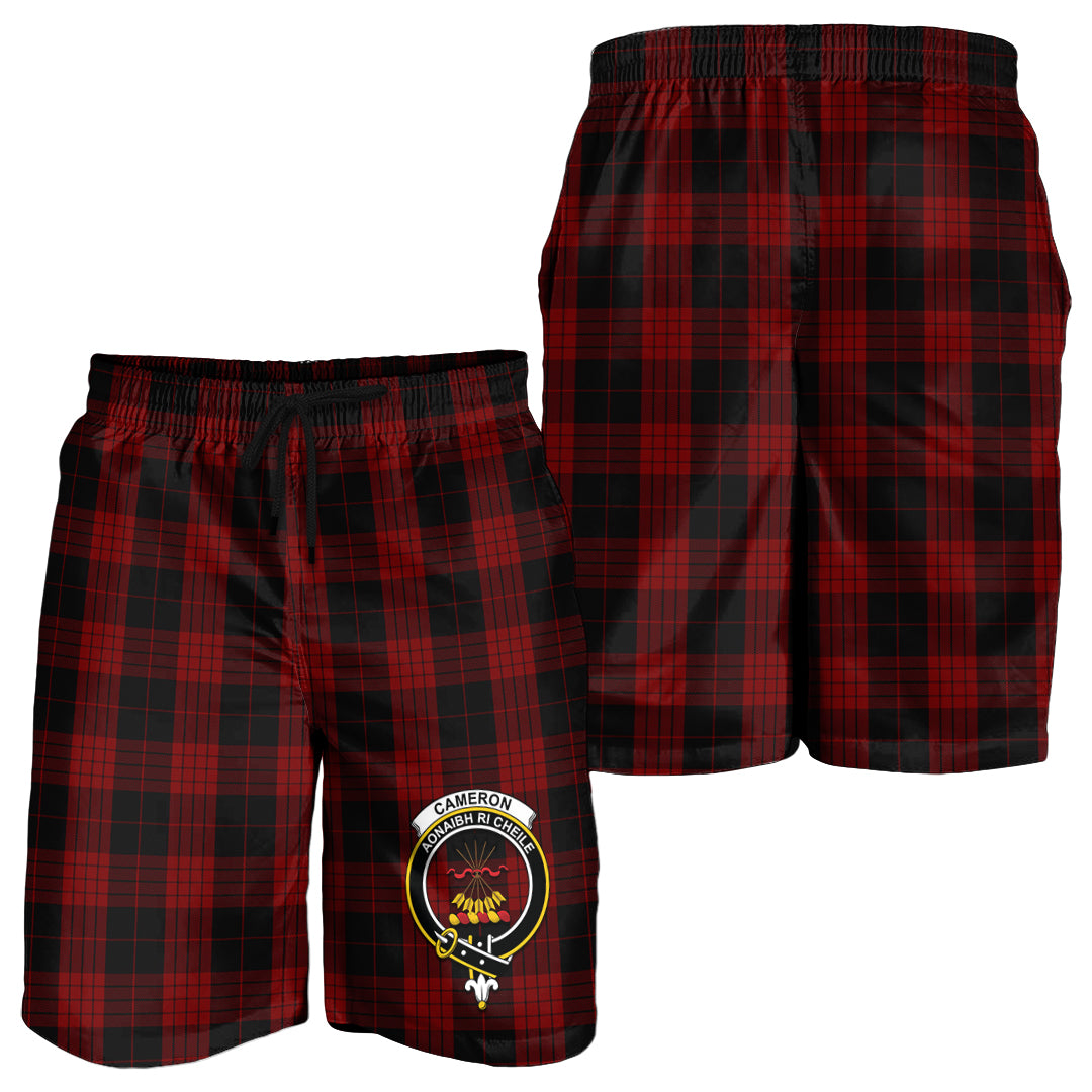 cameron-black-and-red-tartan-mens-shorts-with-family-crest