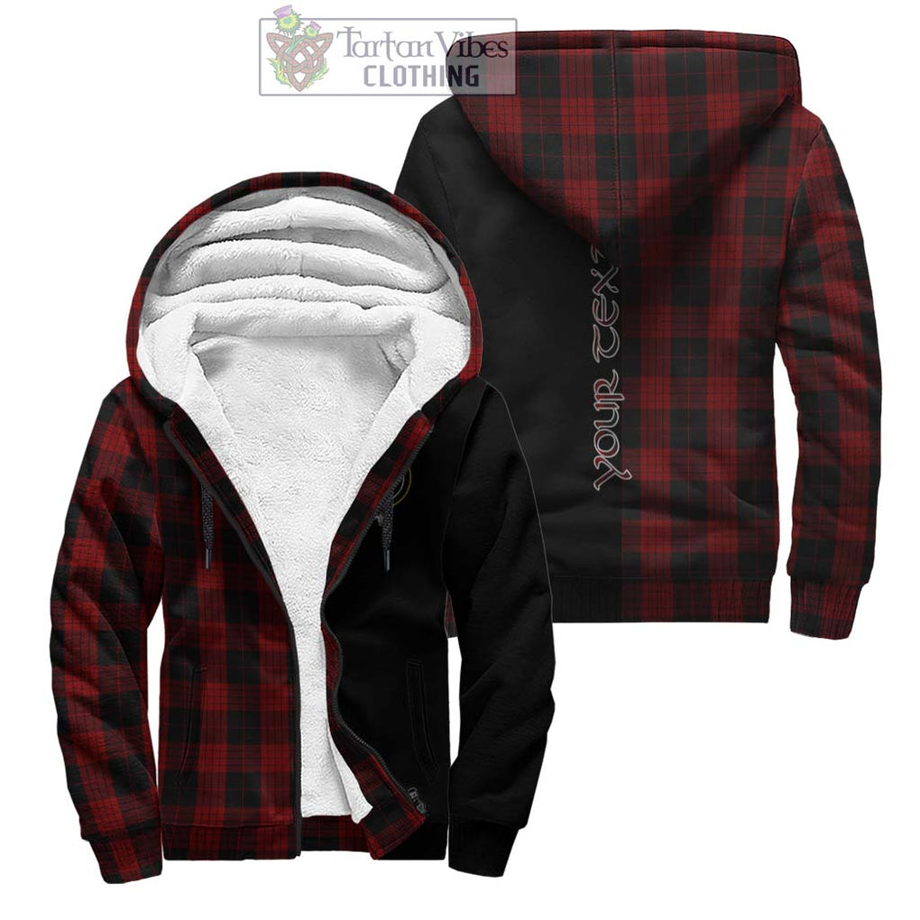 Cameron Black and Red Tartan Sherpa Hoodie with Family Crest and Half Of Me Style Unisex - Tartanvibesclothing Shop