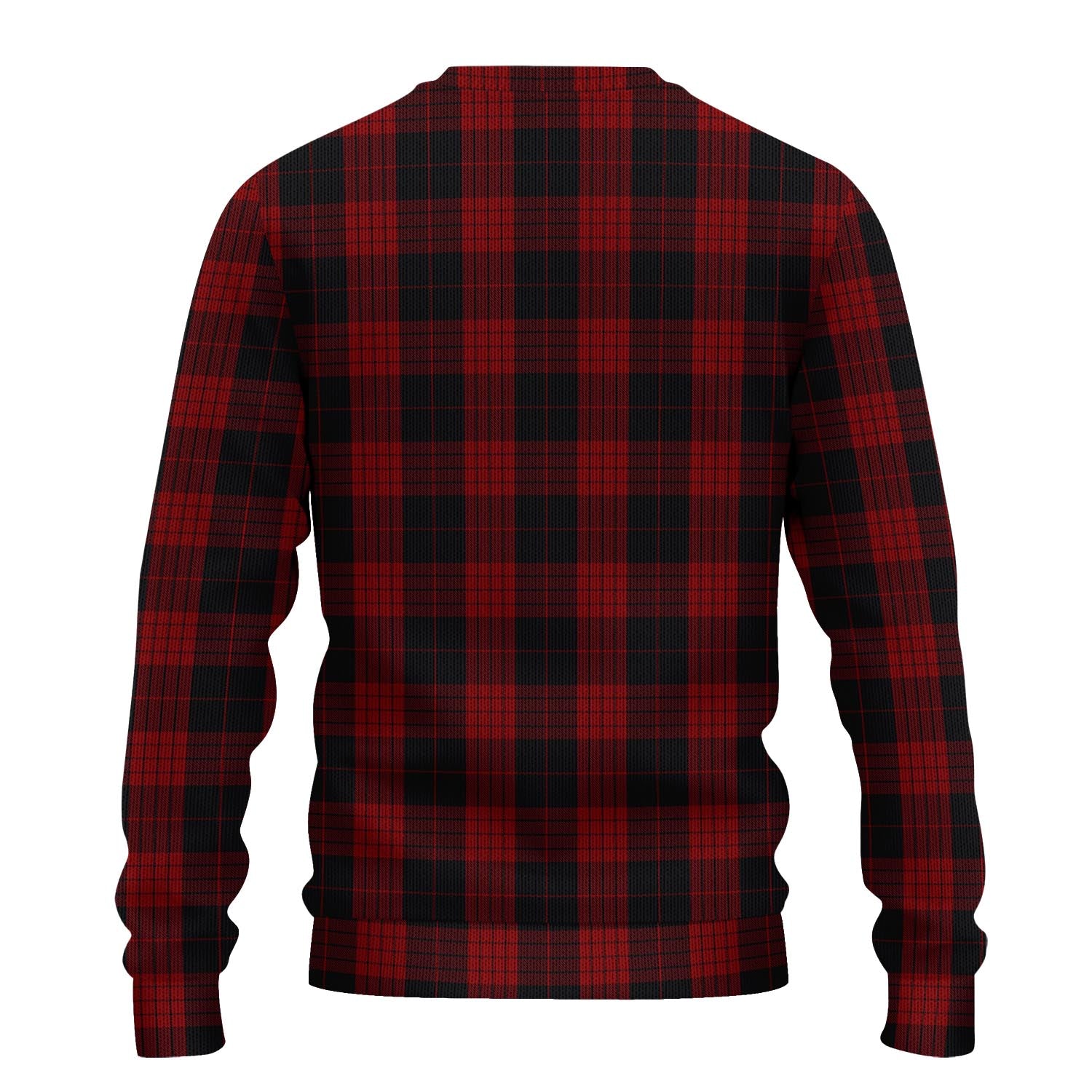 Cameron Black and Red Tartan Knitted Sweater with Family Crest - Tartanvibesclothing