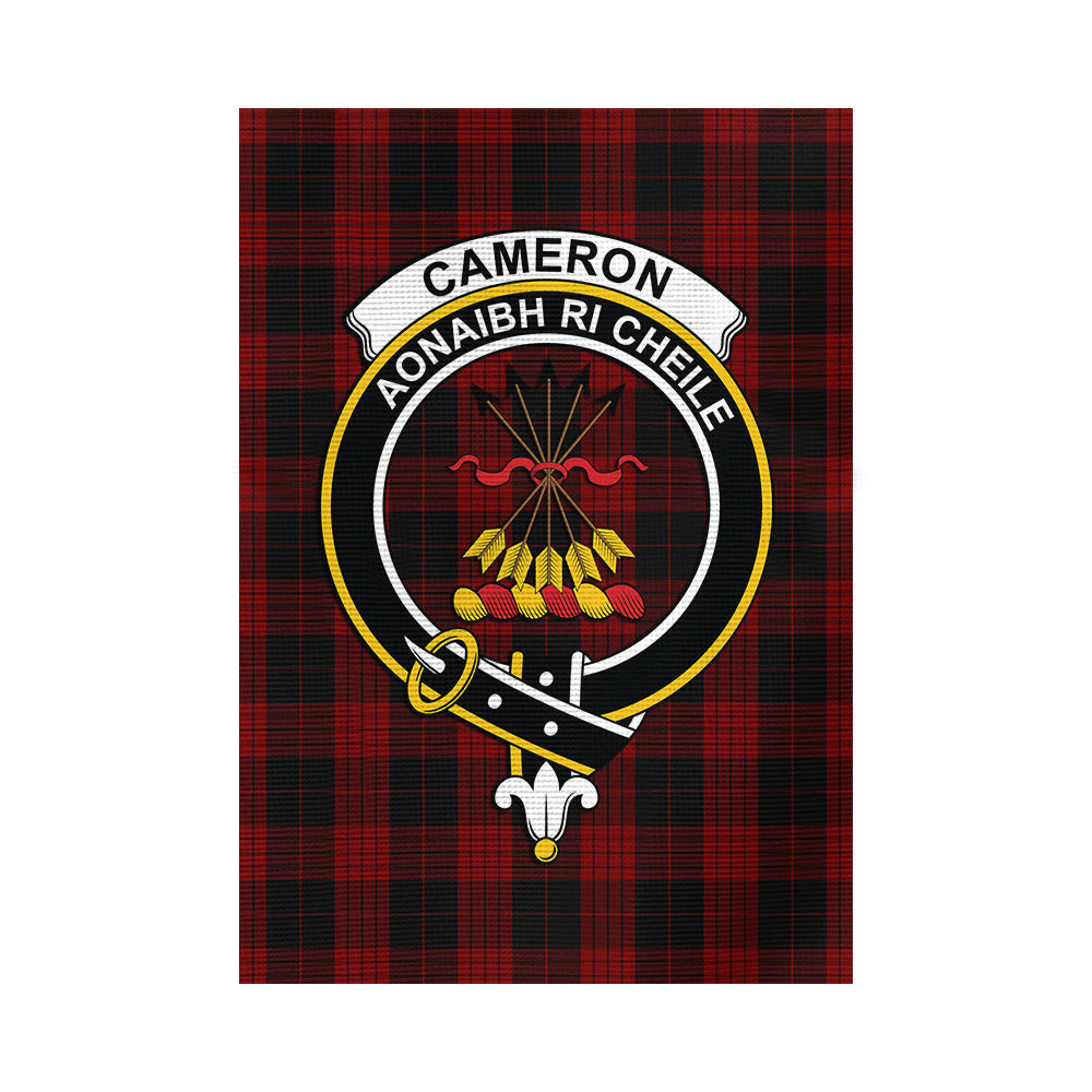 Cameron Black and Red Tartan Flag with Family Crest - Tartan Vibes Clothing