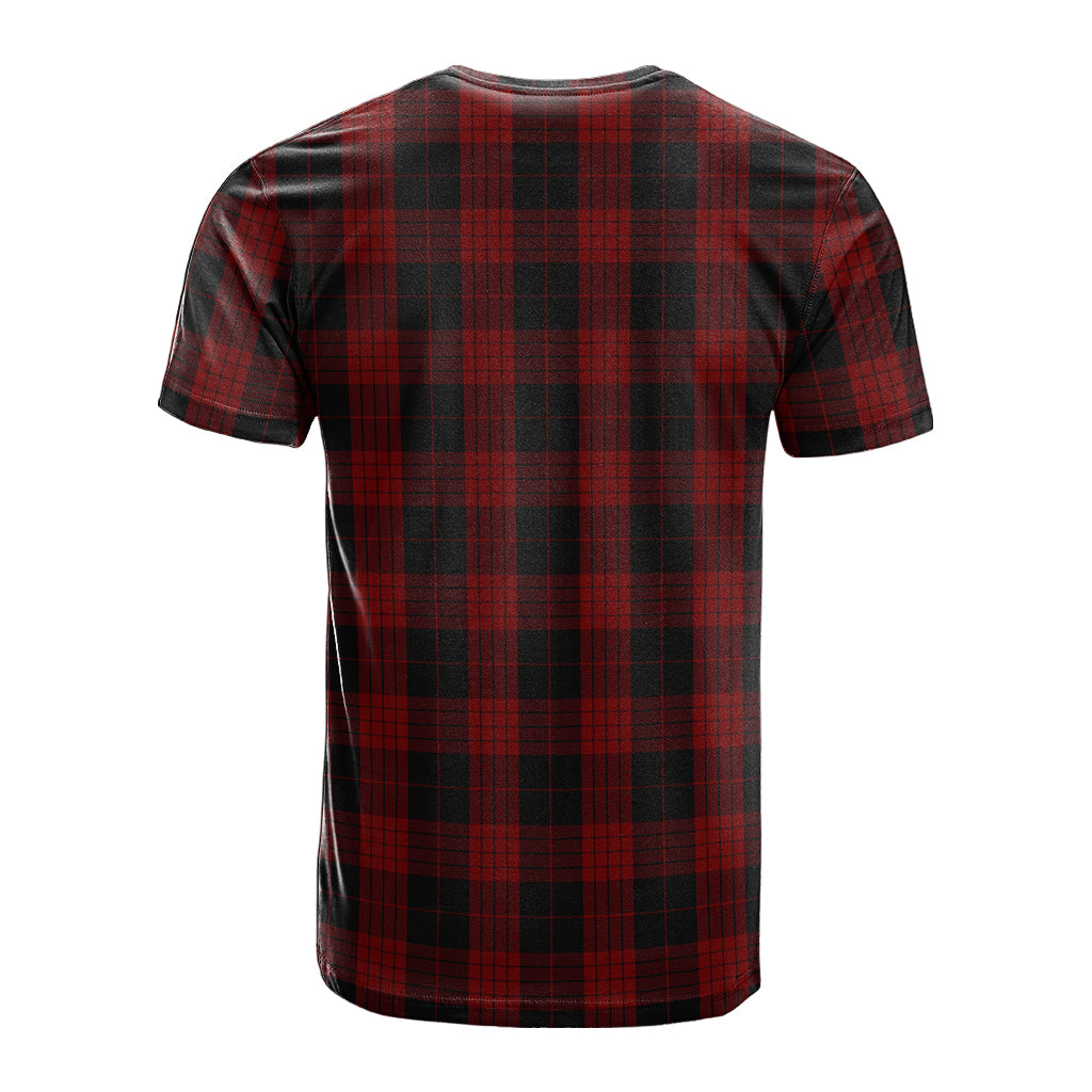 Cameron Black and Red Tartan T-Shirt with Family Crest - Tartan Vibes Clothing