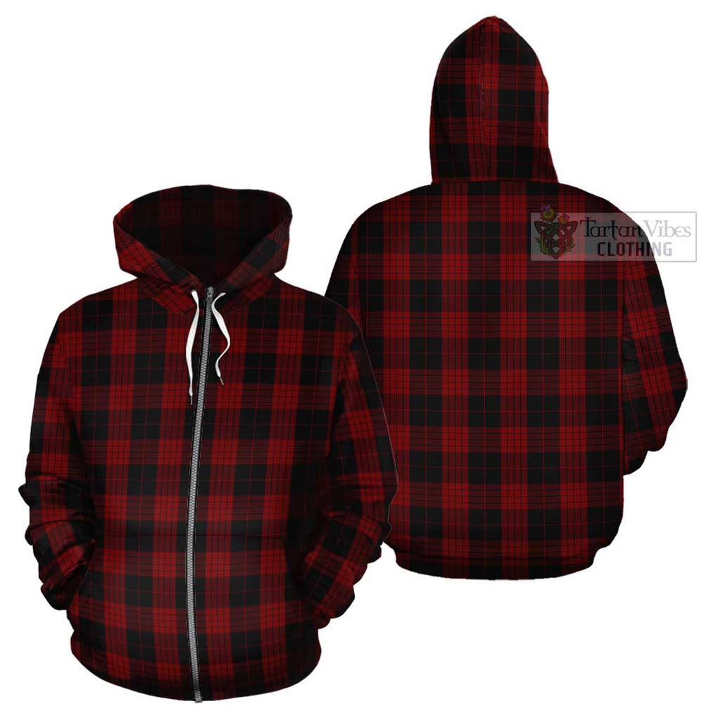 Cameron Black and Red Tartan Cotton Hoodie Zip Hoodie - Tartan Vibes Clothing