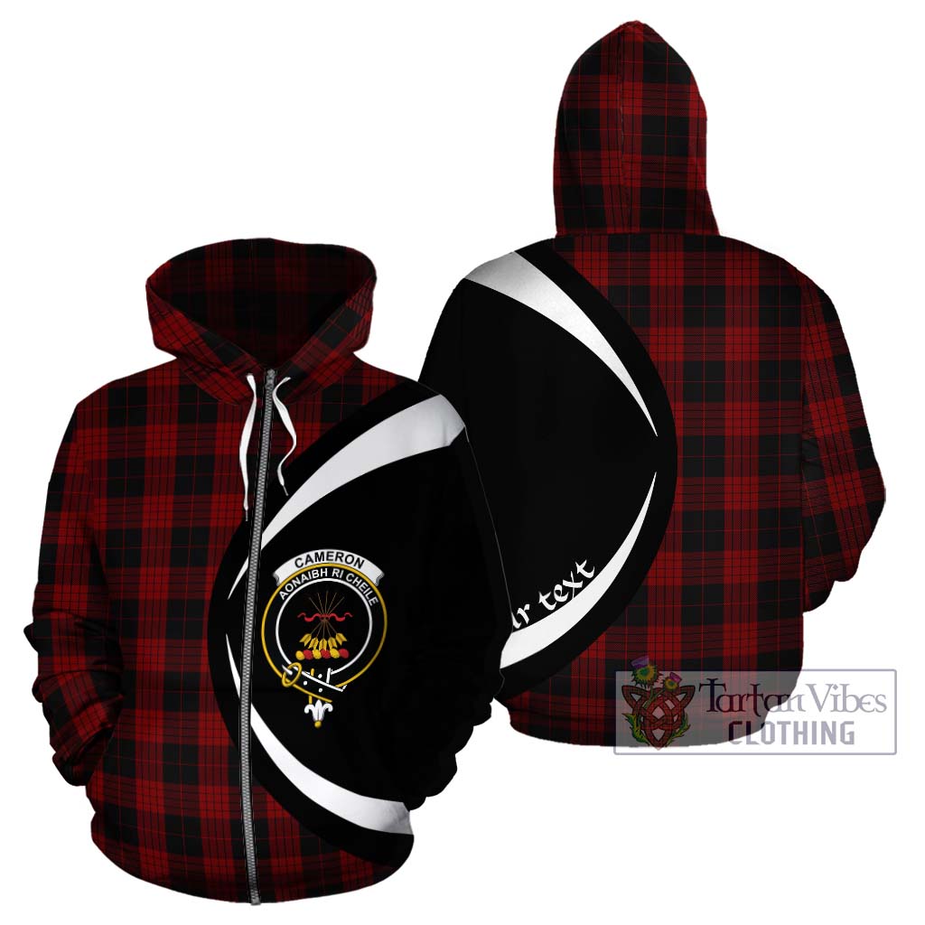 Tartan Vibes Clothing Cameron Black and Red Tartan Hoodie with Family Crest Circle Style