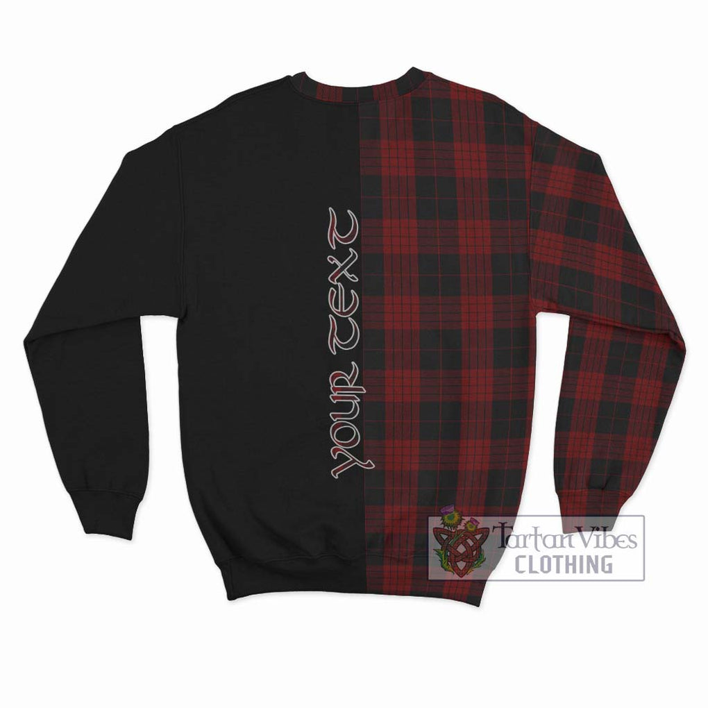 Cameron Black and Red Tartan Sweatshirt with Family Crest and Half Of Me Style - Tartanvibesclothing Shop