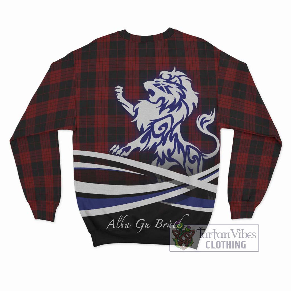 Cameron Black and Red Tartan Sweatshirt with Alba Gu Brath Regal Lion Emblem - Tartanvibesclothing Shop