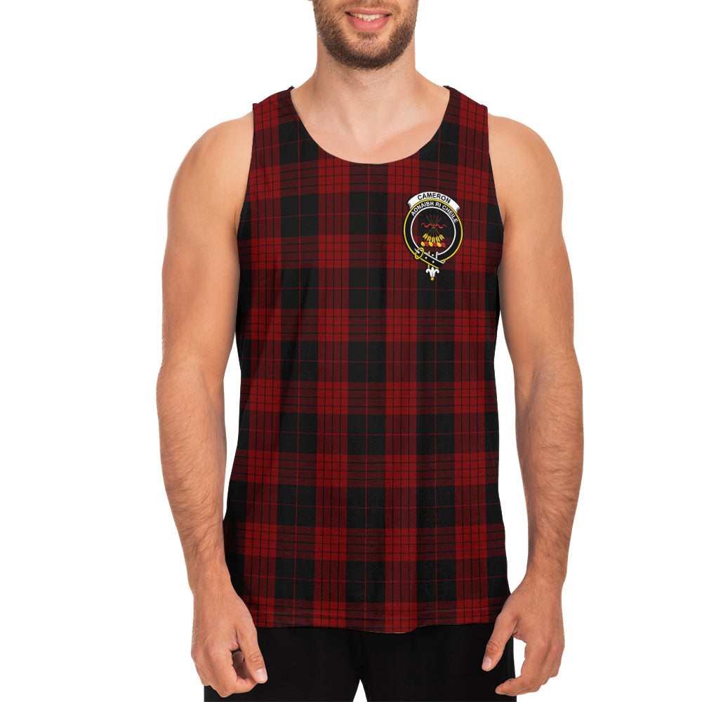 cameron-black-and-red-tartan-mens-tank-top-with-family-crest