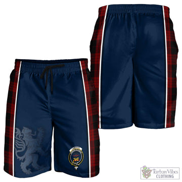 Cameron Black and Red Tartan Men's Shorts with Family Crest and Lion Rampant Vibes Sport Style