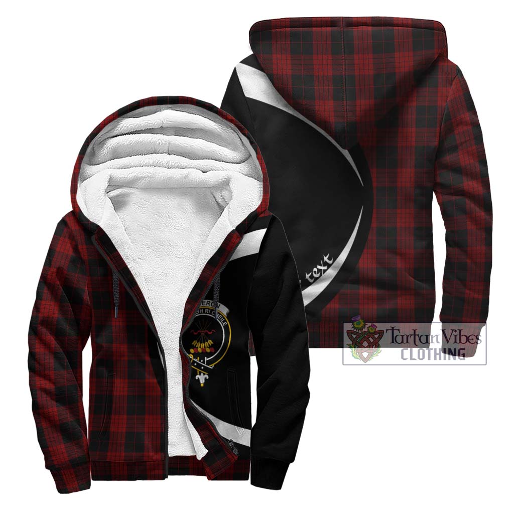 Cameron Black and Red Tartan Sherpa Hoodie with Family Crest Circle Style Unisex - Tartan Vibes Clothing