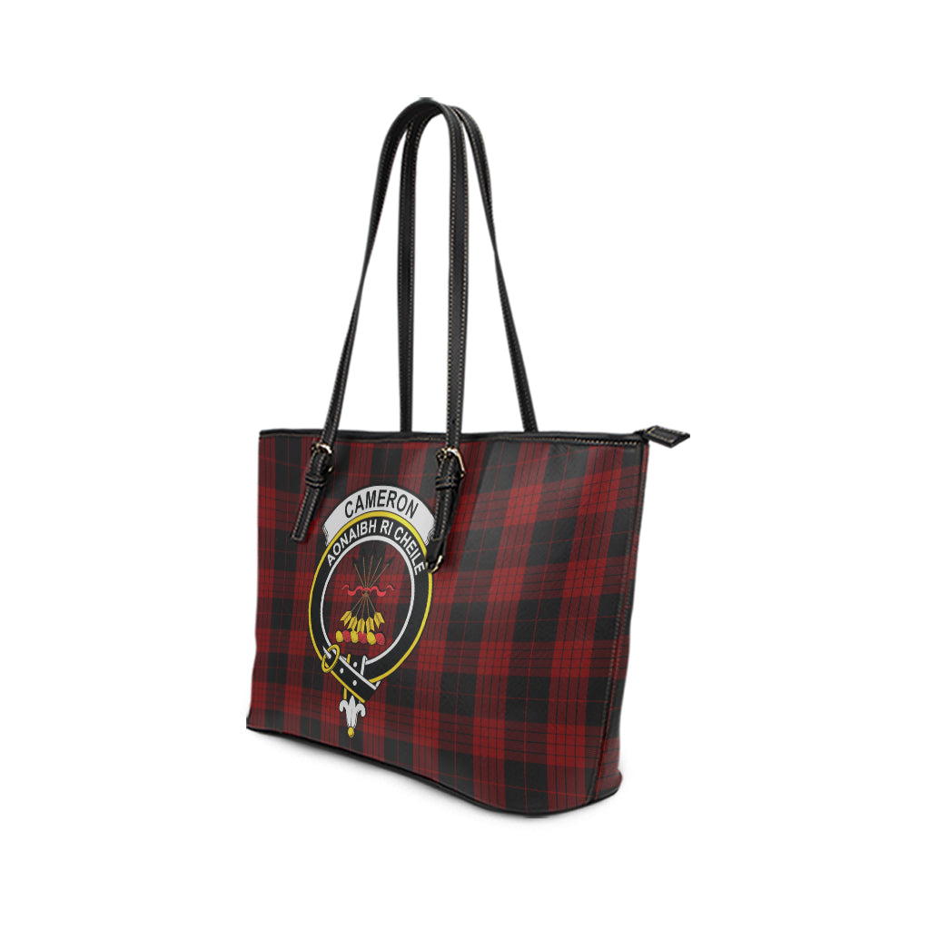 cameron-black-and-red-tartan-leather-tote-bag-with-family-crest