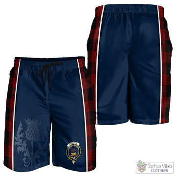 Cameron Black and Red Tartan Men's Shorts with Family Crest and Scottish Thistle Vibes Sport Style