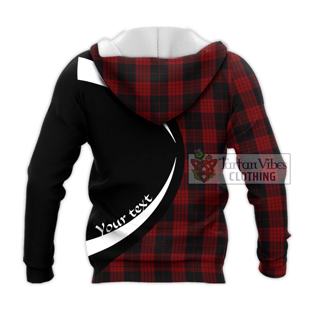 Cameron Black and Red Tartan Knitted Hoodie with Family Crest Circle Style - Tartan Vibes Clothing