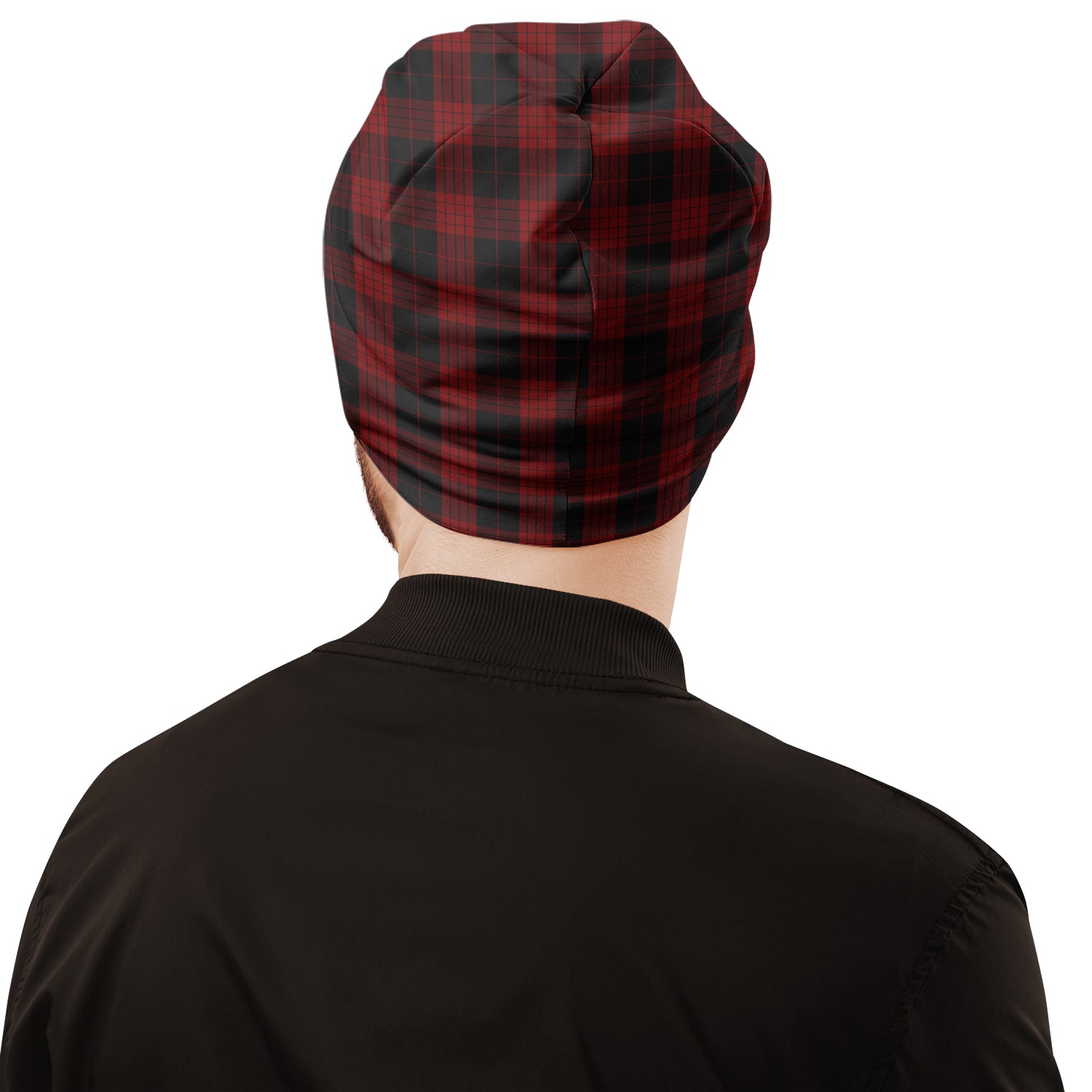 Cameron Black and Red Tartan Beanies Hat with Family Crest - Tartan Vibes Clothing