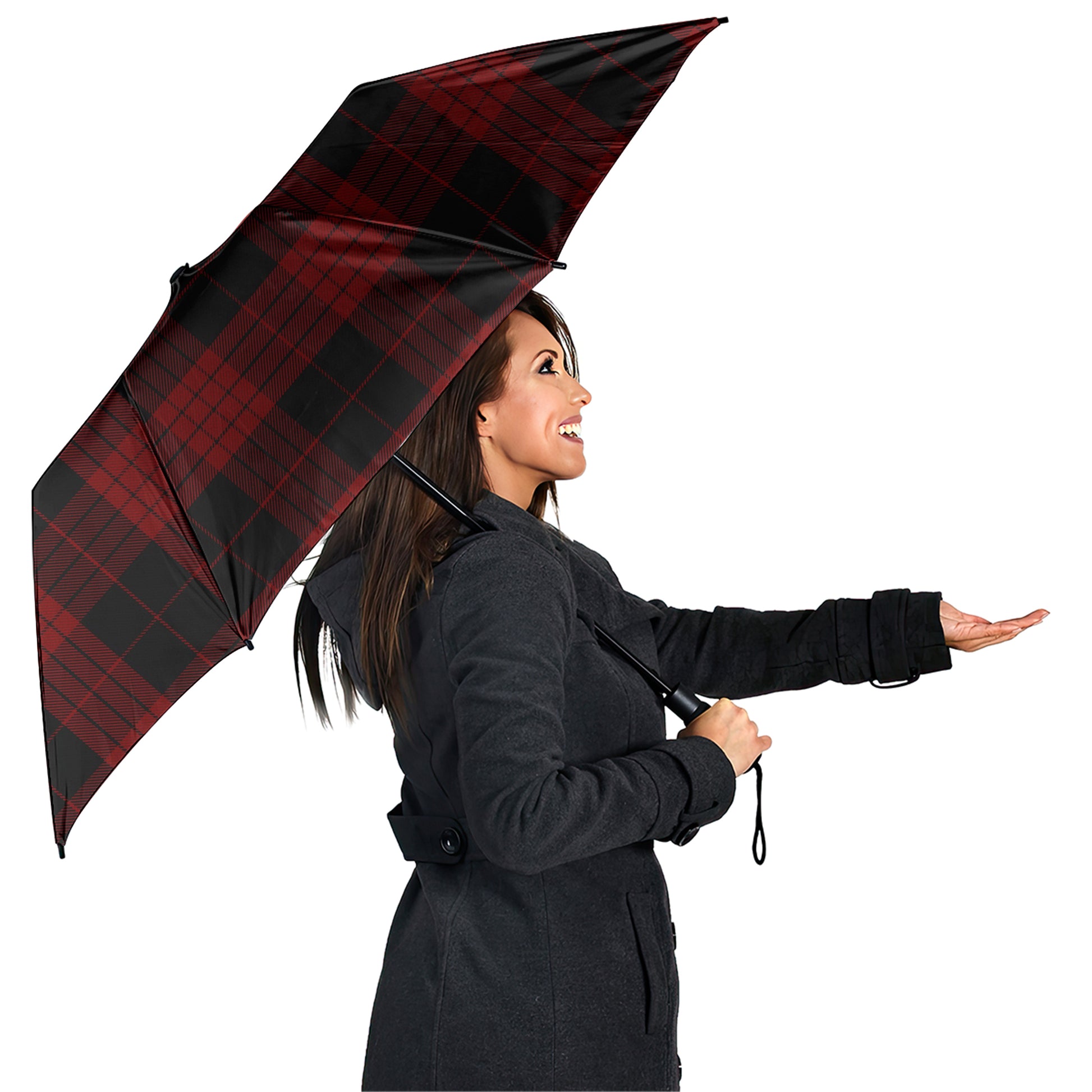 Cameron Black and Red Tartan Umbrella - Tartanvibesclothing