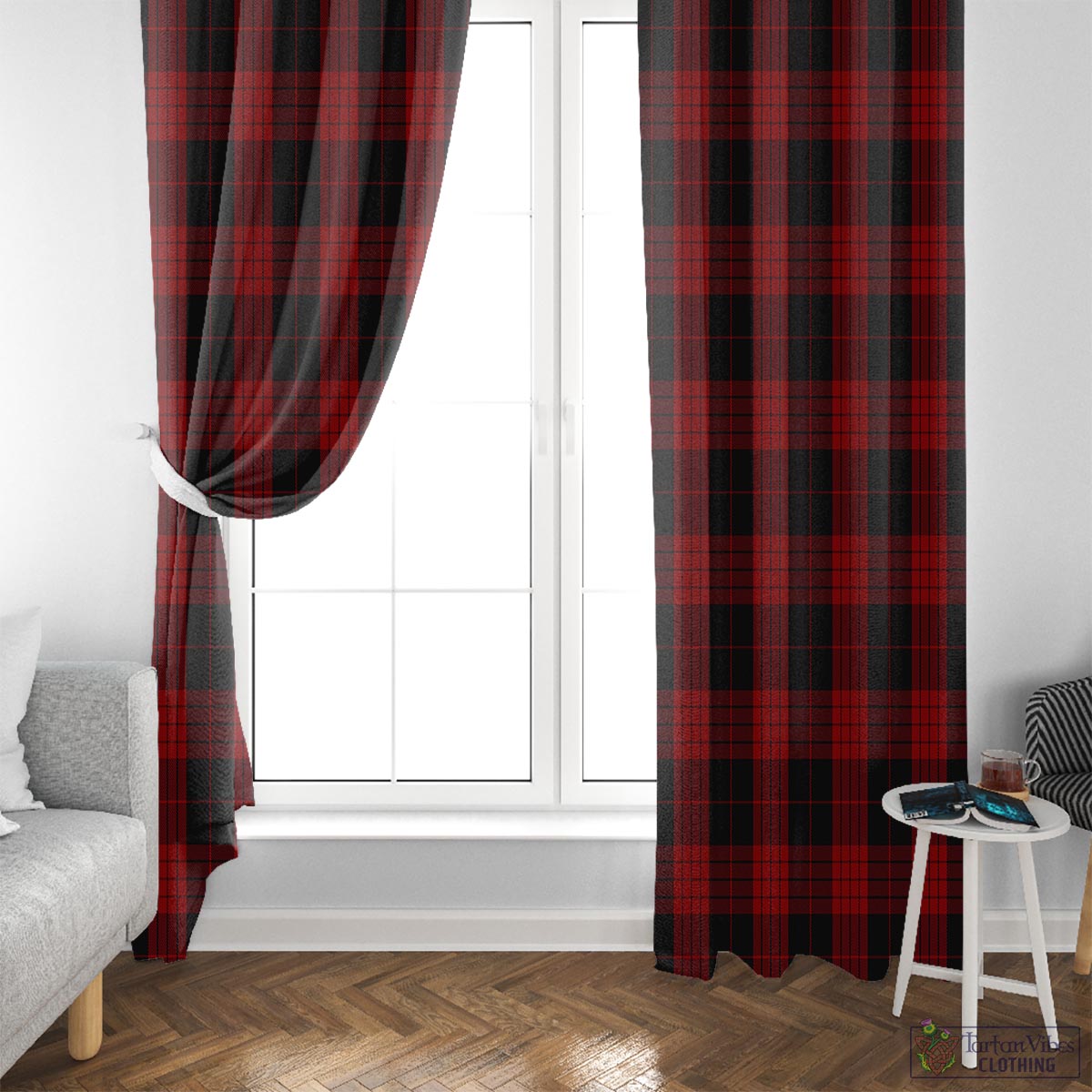 Cameron Black and Red Tartan Window Curtain