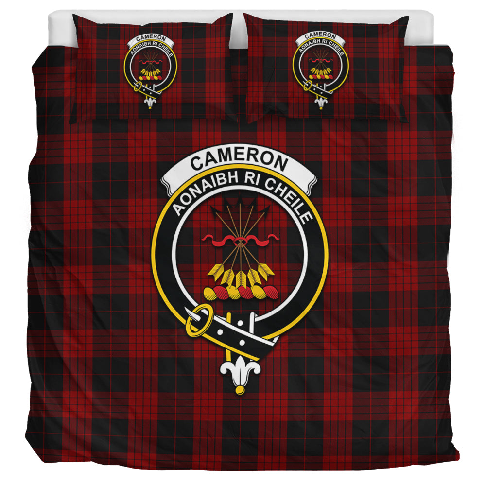 Cameron Black and Red Tartan Bedding Set with Family Crest UK Bedding Set UK Super King 104*94 inch - Tartan Vibes Clothing