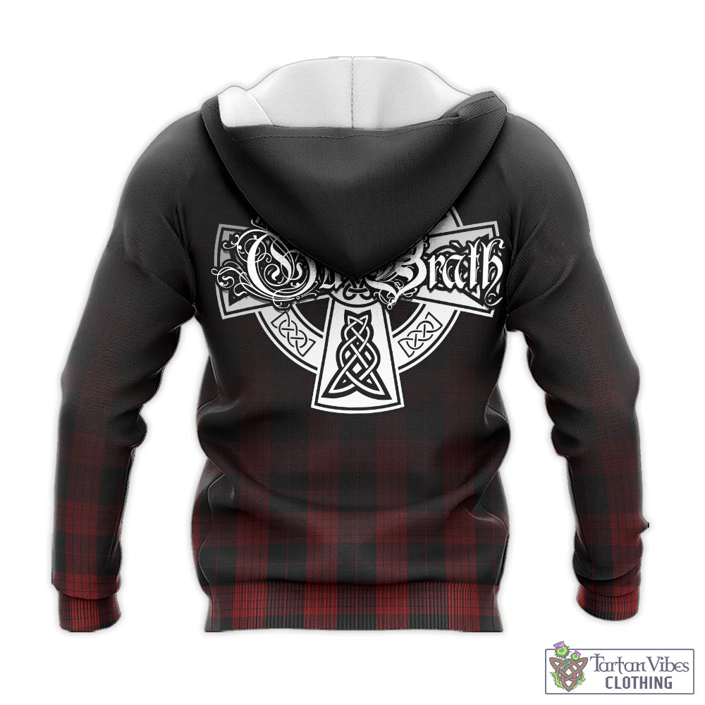 Tartan Vibes Clothing Cameron Black and Red Tartan Knitted Hoodie Featuring Alba Gu Brath Family Crest Celtic Inspired