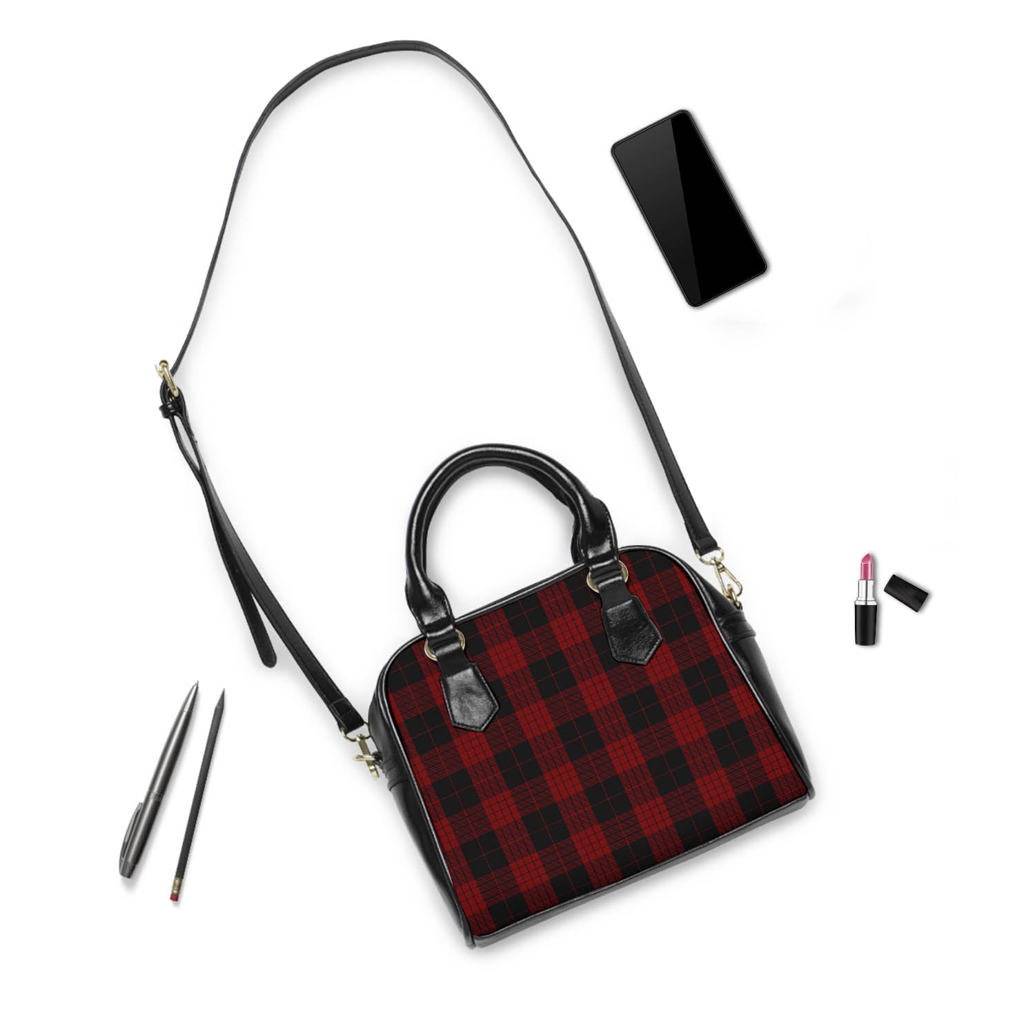 Cameron Black and Red Tartan Shoulder Handbags - Tartanvibesclothing