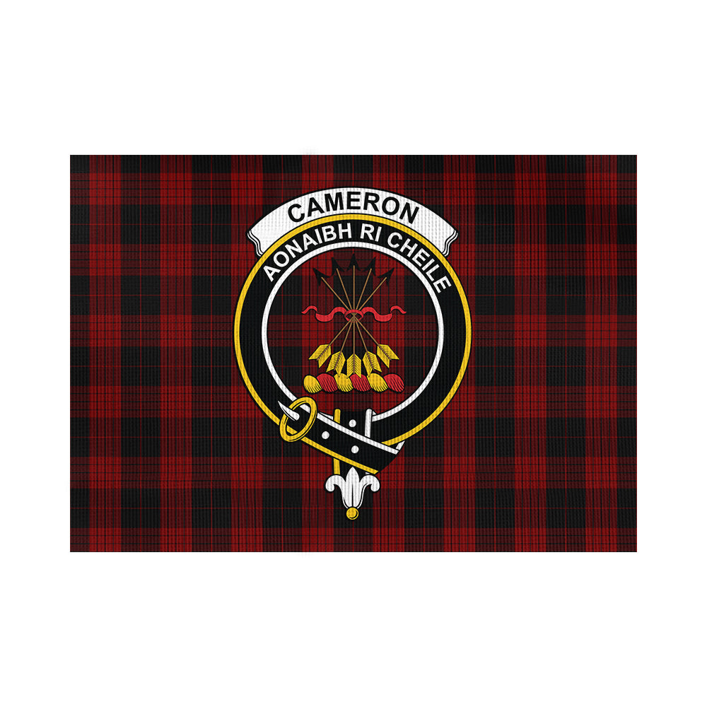 Cameron Black and Red Tartan Flag with Family Crest - Tartan Vibes Clothing