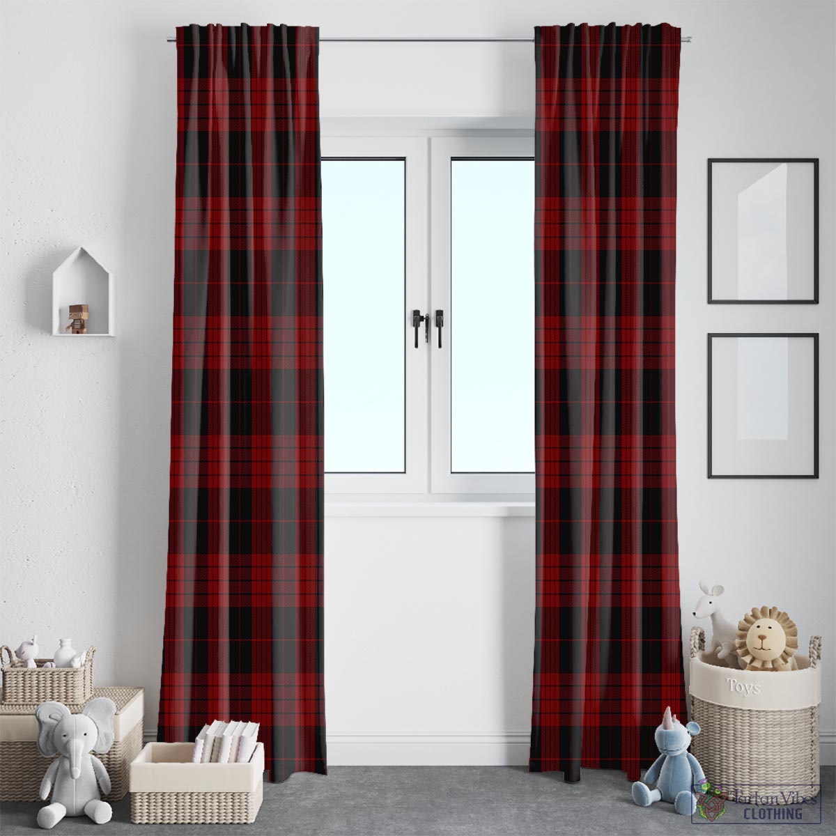 Cameron Black and Red Tartan Window Curtain