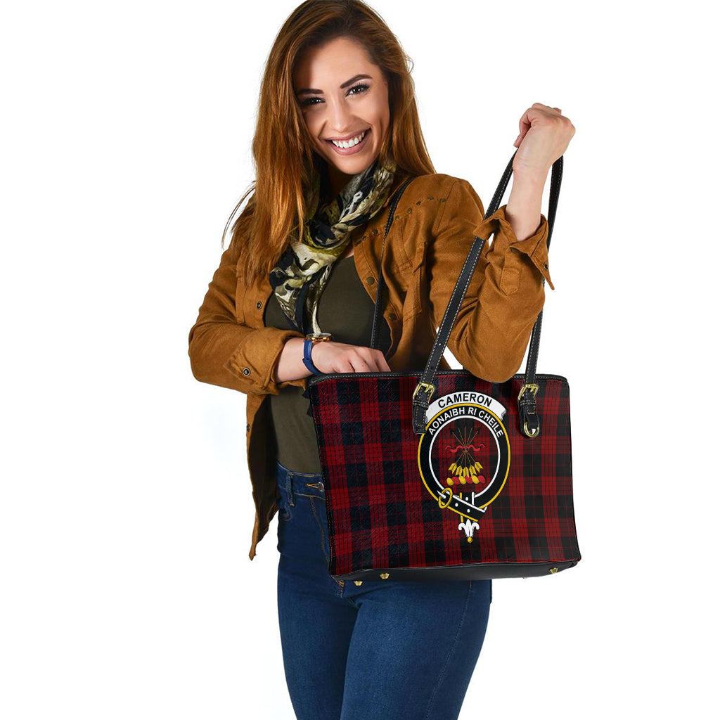 cameron-black-and-red-tartan-leather-tote-bag-with-family-crest