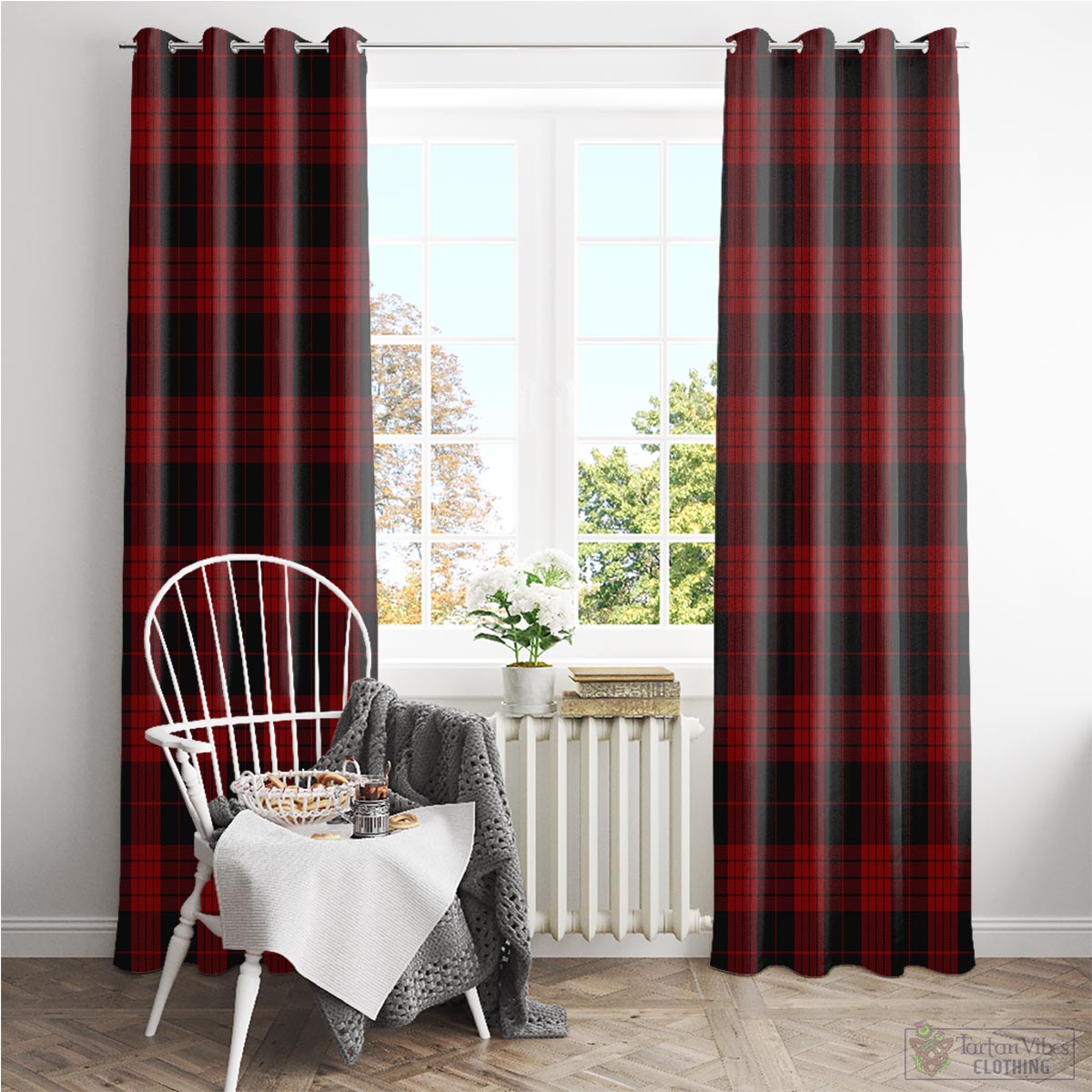 Cameron Black and Red Tartan Window Curtain