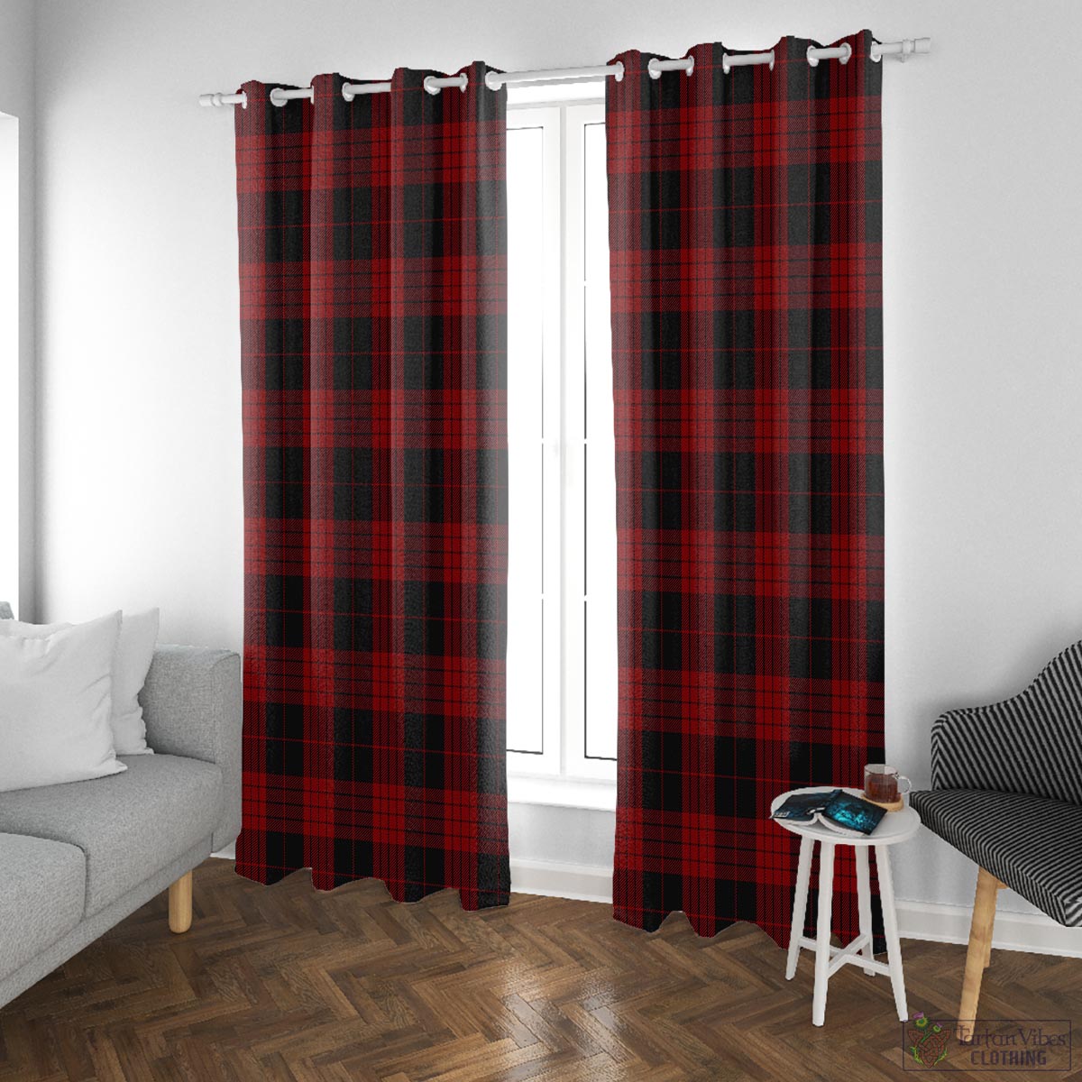 Cameron Black and Red Tartan Window Curtain