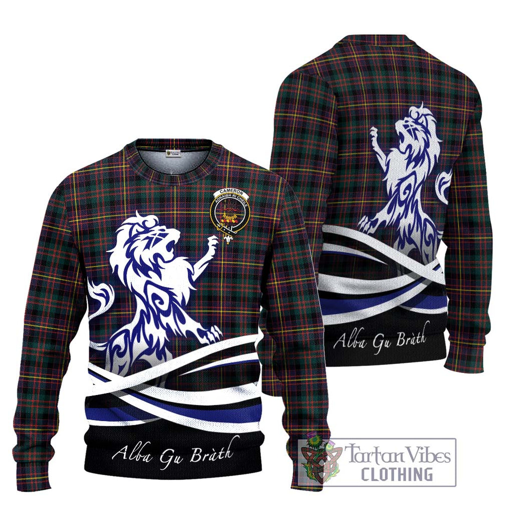 Cameron Highlanders of Ottawa Tartan Knitted Sweater with Alba Gu Brath Regal Lion Emblem Unisex - Tartanvibesclothing Shop