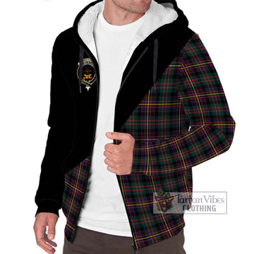 Cameron Highlanders of Ottawa Tartan Sherpa Hoodie with Family Crest and Military Logo Style