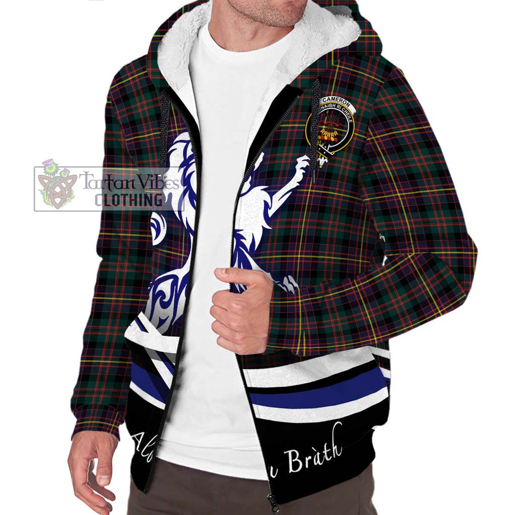 Cameron Highlanders of Ottawa Tartan Sherpa Hoodie with Alba Gu Brath Regal Lion Emblem Unisex S - Tartanvibesclothing Shop