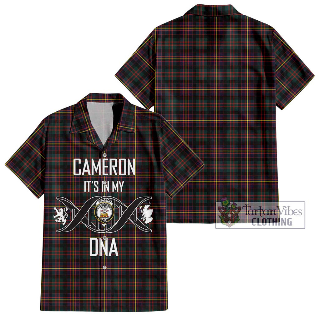 Cameron Highlanders of Ottawa Tartan Short Sleeve Button Shirt with Family Crest DNA In Me Style Kid - Tartanvibesclothing Shop