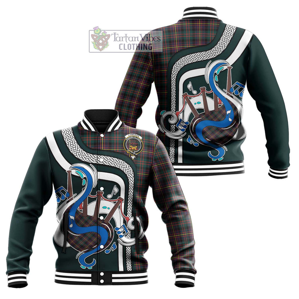 Tartan Vibes Clothing Cameron Highlanders of Ottawa Tartan Baseball Jacket with Epic Bagpipe Style