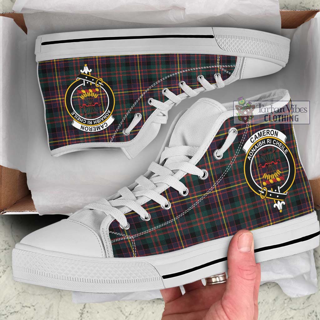 Tartan Vibes Clothing Cameron Highlanders of Ottawa Tartan High Top Shoes with Family Crest