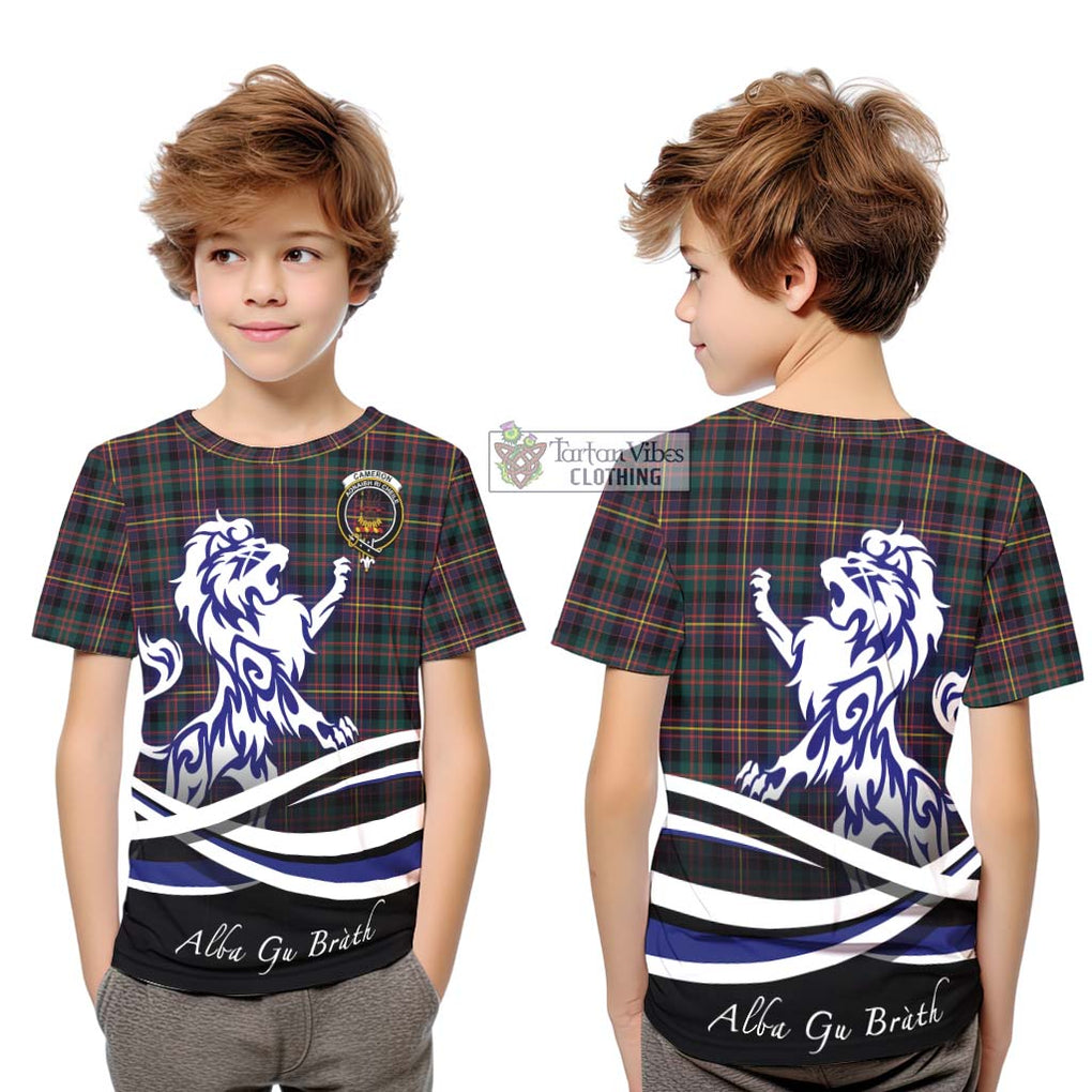 Cameron Highlanders of Ottawa Tartan Kid T-Shirt with Alba Gu Brath Regal Lion Emblem Youth XL Size14 - Tartanvibesclothing Shop