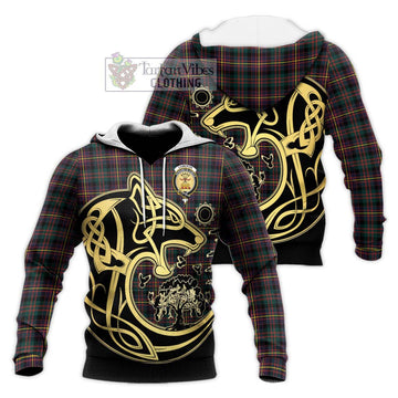 Cameron Highlanders of Ottawa Tartan Knitted Hoodie with Family Crest Celtic Wolf Style