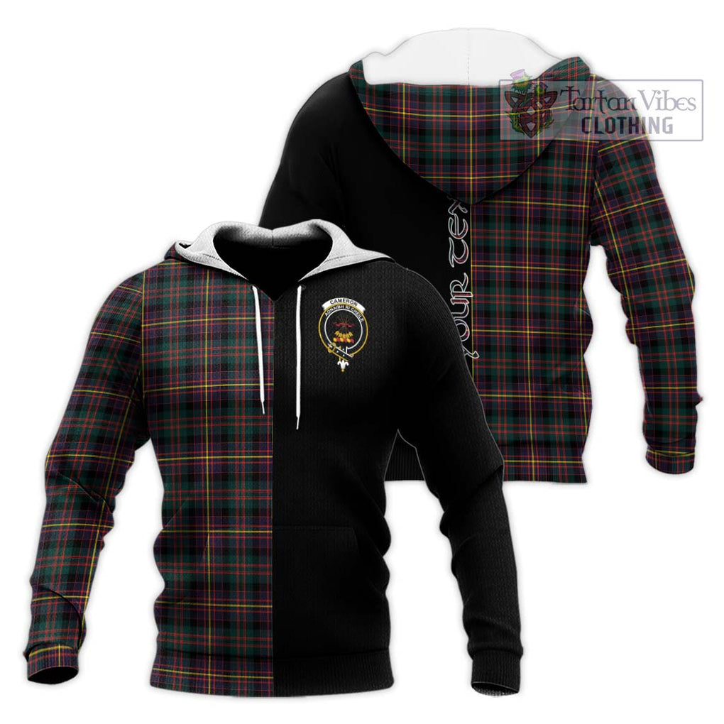 Cameron Highlanders of Ottawa Tartan Knitted Hoodie with Family Crest and Half Of Me Style Unisex Knitted Pullover Hoodie - Tartanvibesclothing Shop