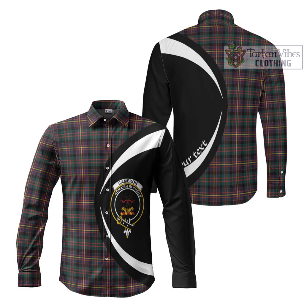 Cameron Highlanders of Ottawa Tartan Long Sleeve Button Up with Family Crest Circle Style Men's Shirt S - Tartan Vibes Clothing