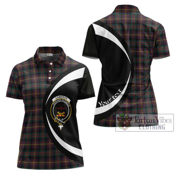 Cameron Highlanders of Ottawa Tartan Women's Polo Shirt with Family Crest Circle Style