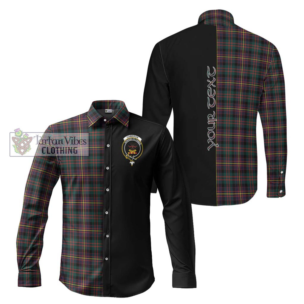 Cameron Highlanders of Ottawa Tartan Long Sleeve Button Shirt with Family Crest and Half Of Me Style Men's Shirt S - Tartanvibesclothing Shop