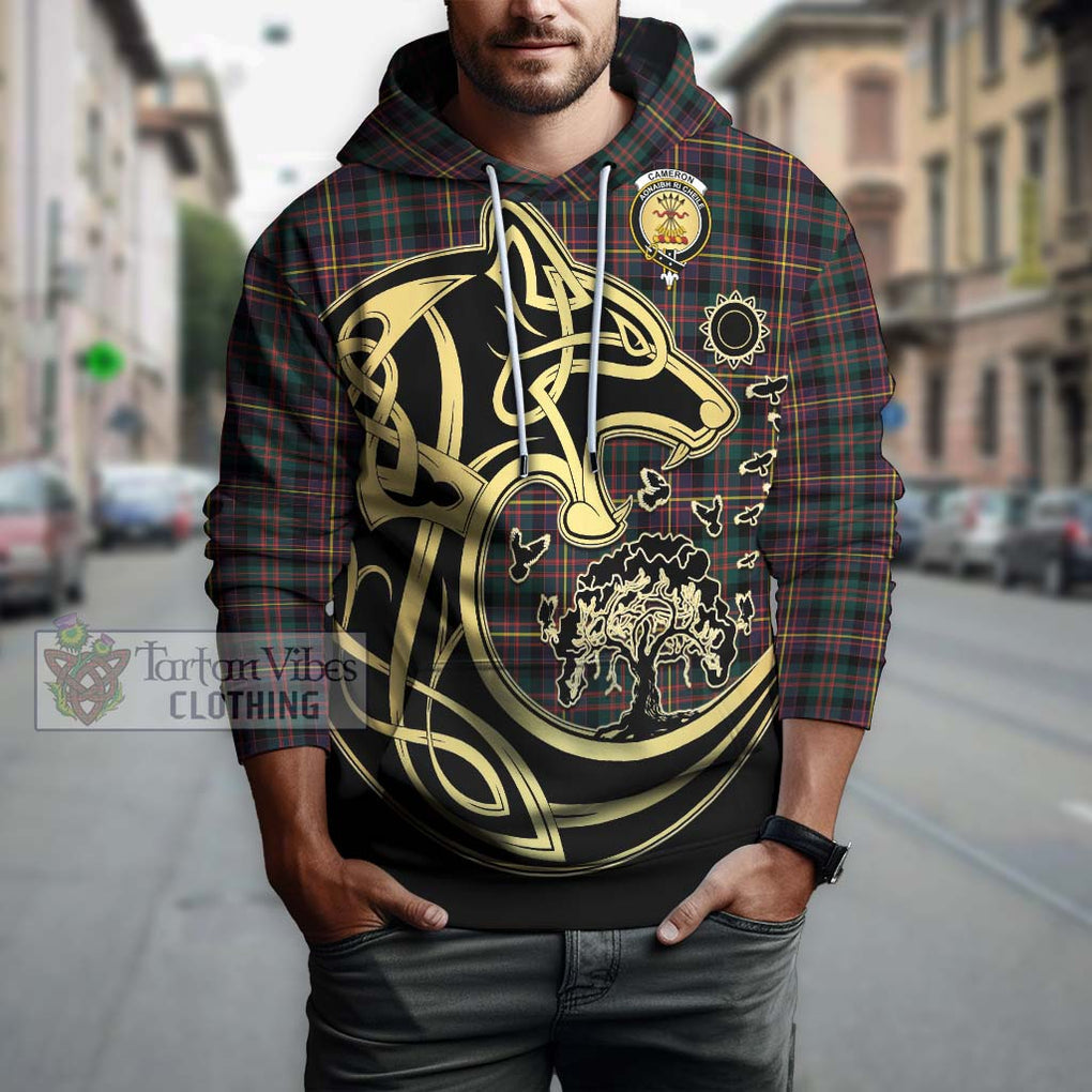 Cameron Highlanders of Ottawa Tartan Hoodie with Family Crest Celtic Wolf Style Zip Hoodie - Tartan Vibes Clothing