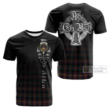 Cameron Highlanders of Ottawa Tartan Cotton T-shirt Featuring Alba Gu Brath Family Crest Celtic Inspired