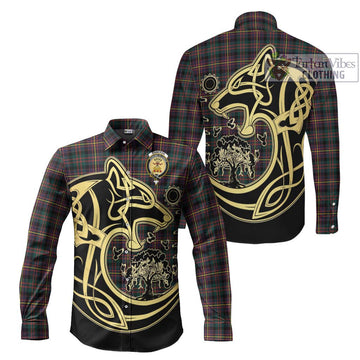 Cameron Highlanders of Ottawa Tartan Long Sleeve Button Shirt with Family Crest Celtic Wolf Style