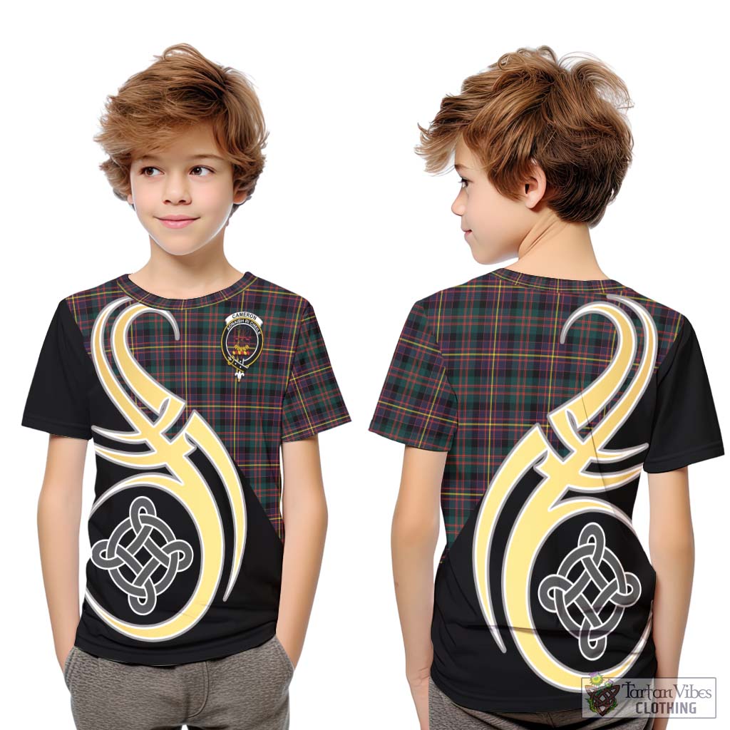 Cameron Highlanders of Ottawa Tartan Kid T-Shirt with Family Crest and Celtic Symbol Style Youth XL Size14 - Tartan Vibes Clothing