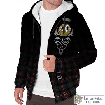 Cameron Highlanders of Ottawa Tartan Sherpa Hoodie Featuring Alba Gu Brath Family Crest Celtic Inspired