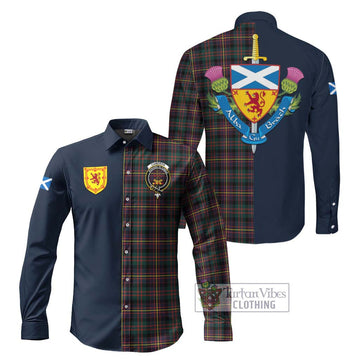 Cameron Highlanders of Ottawa Tartan Long Sleeve Button Shirt Alba with Scottish Lion Royal Arm Half Style