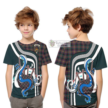 Cameron Highlanders of Ottawa Tartan Kid T-Shirt with Epic Bagpipe Style